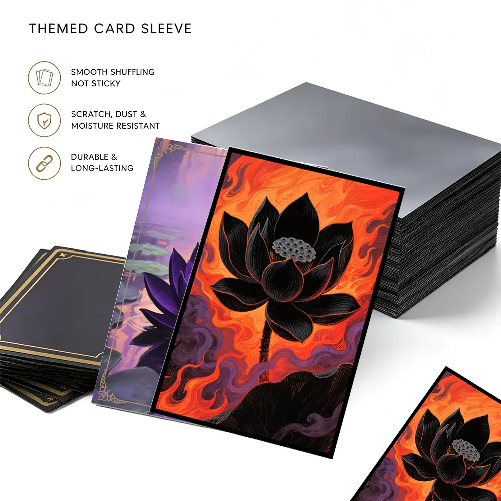 120PCS 66x91mm Anime Art Card Sleeves Lotus Theme Premium Trading Card Protectors for TCG MTG PTCG Sports Cards