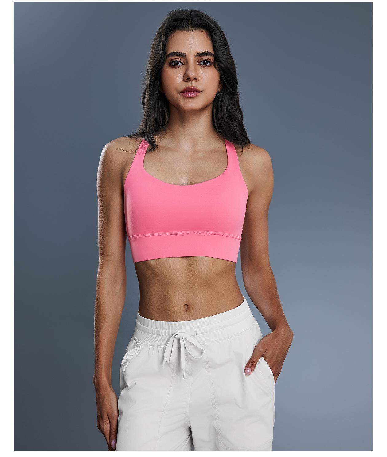 New Women's High-Impact Cross-Back Sports Bra, Shockproof Push-Up Support Fitness Bra