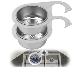Premium Stainless Steel Swan Sink Strainer Basket 2pcs Quick Drain Hanging Kitchen Filter for Fruit Vegetable Practical Tools