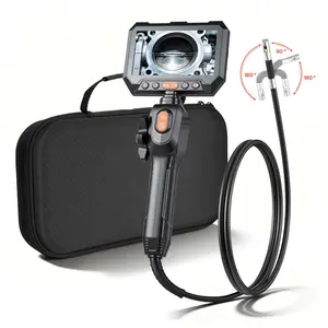 fathersdaygift VEVOR 2-Way Dual-Lens Articulating Endoscope with Light, 1080P HD Industrial Borescope Inspection Camera with 0.24-inch Slim Articulated Probe, Rigid Snake Scope Cam for Wall Automotive Inspect-4.9FT