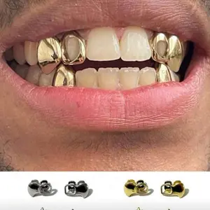 1 Set Smooth Tooth Hollow-Out & Semi-Glossy Grillz, Hip Hop Teeth Jewelry Accessories, Suitable For Men And Women, Daily Wear