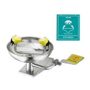 VEVOR Emergency Eye Wash Station, Summervibes,Summervibes, Stainless Steel Wall-Mounted Eyewash Unit, First Aid Eye Wash Sink 16.14 x 12.99 x 9.45 Inches, Ideal for Laboratories, Factories, Schools, Construction Sites