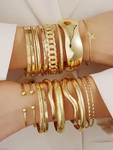 Women's Elegant Minimalist Bangle, 10/19pcs Trendy All-match Bangle, Fashionable Jewelry As Birthday Gift for Girlfriend, Trendy Stack Bangle, Bangles Bracelets