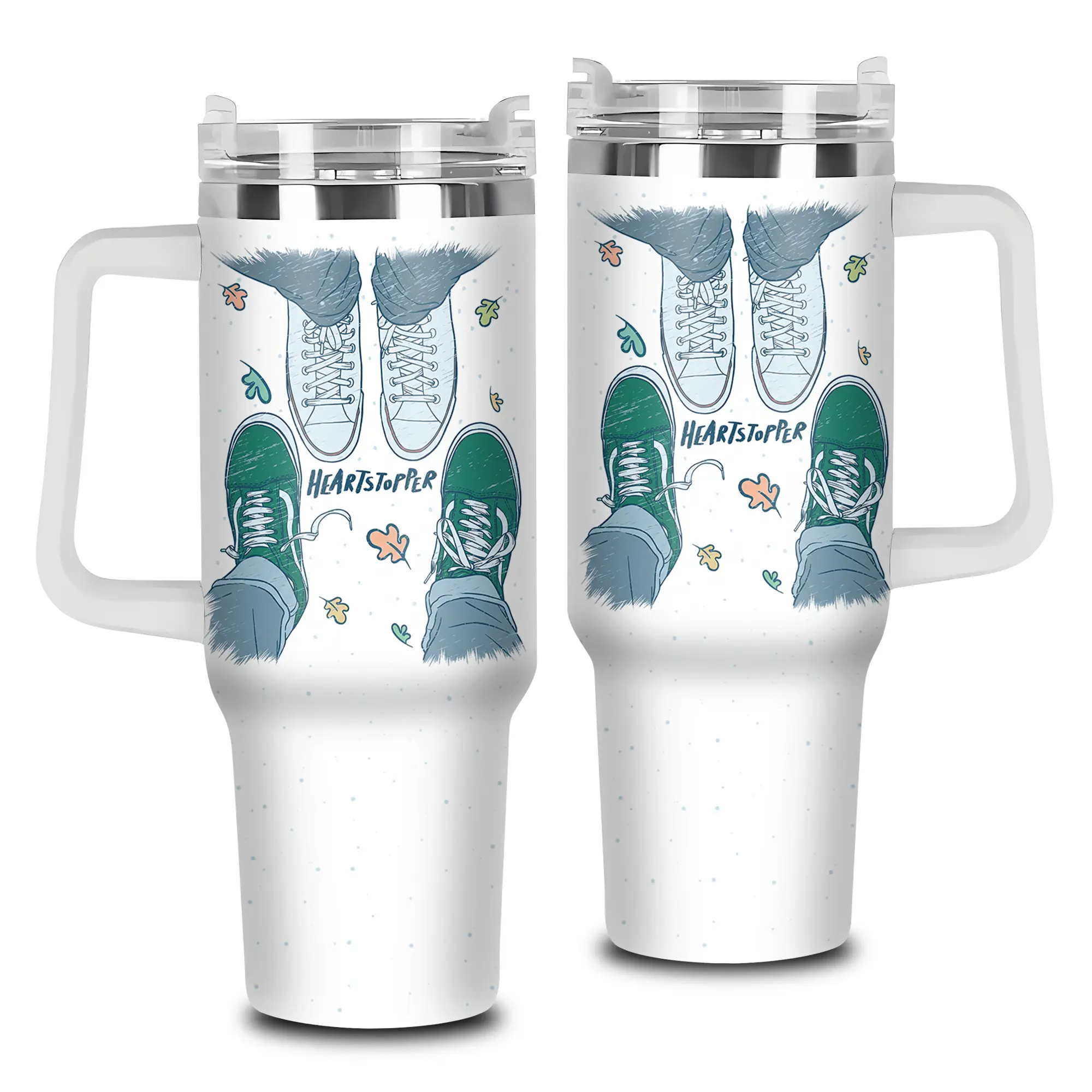 Heartstopper Series 40oz Vs 20oz Tumbler V1, High-Quality Insulated Stainless Steel Tumbler With Handle And Straw, Romantic Teen Drama Theme Travel Mug, Unique Fan Gift, Leakproof Reusable Cup.