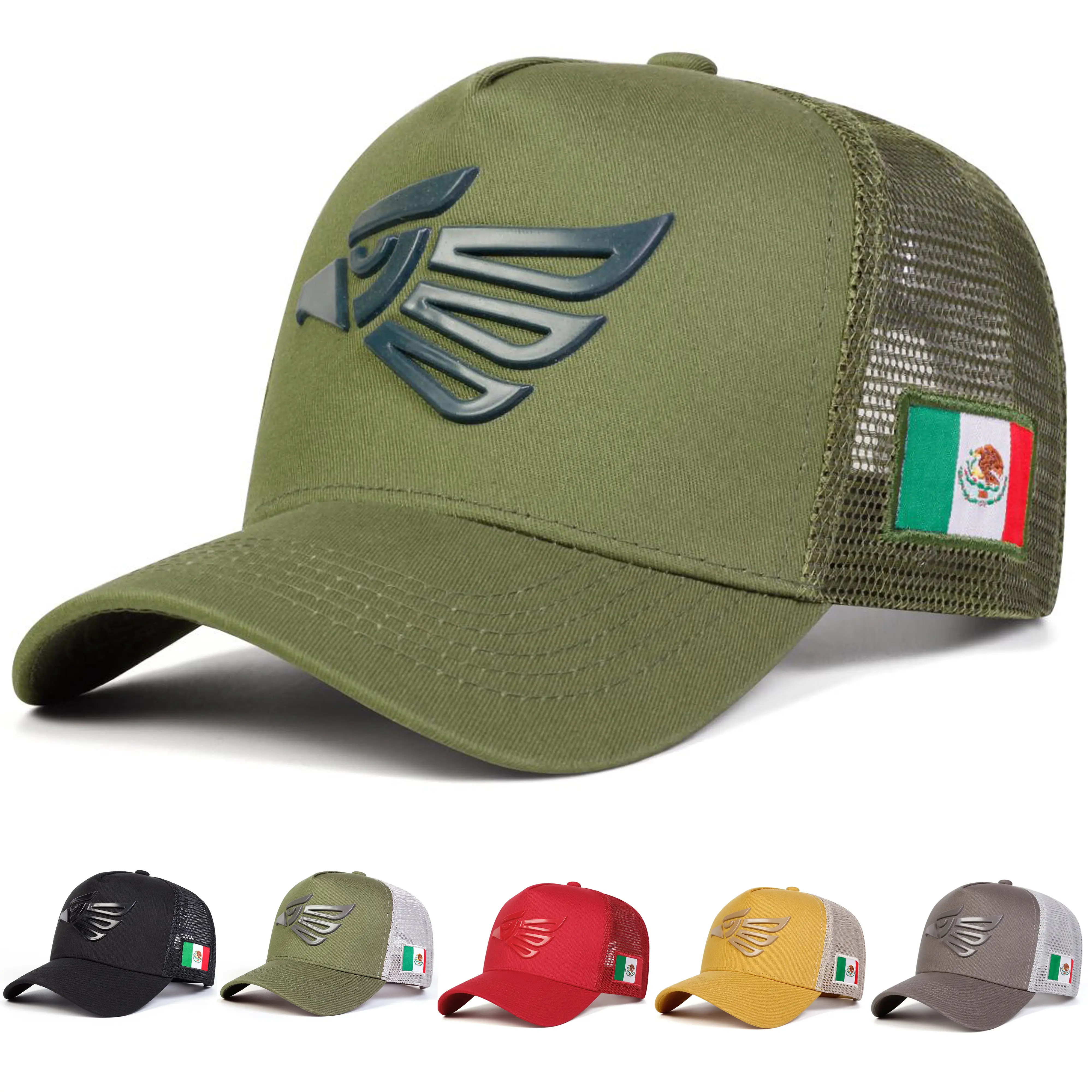 Unisex Mexican Eagle Label Baseball Net Caps Spring Summer Outdoor Adjustable Casual Hats Dad Hat Sunscreen Hat Snapback Trucker Hats Black Snapback