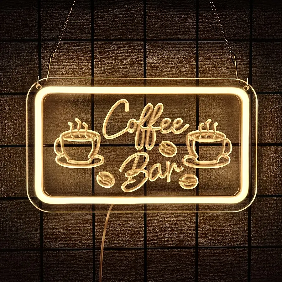 Coffee Bar Neon Sign for Wall Decor Illuminated Sign Light Neon coffee Light Up Sign for Coffee Station, Cafe Shop, Restaurants, Kitchen Party Decoration Gifts Decorative Atmosphere Light