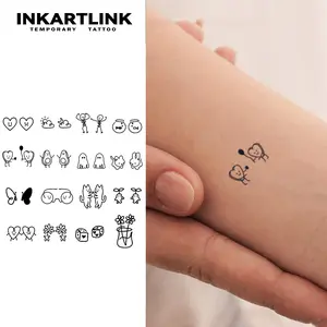 INKARTLINK Semi-Permanent Temporary Tattoos, 2 Sheets Line Design-5 Adult Art, Waterproof, Realistic Look, No Adhesive/Reflection, Lasts 1-2 Weeks, For All Skin Types, Ideal for Swimming, Party