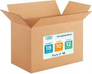 Medium Shipping & Moving Boxes 18x10x12 inches (10-Pack) - Extra Strength 200 lb vs Regular - Corrugated Durable Moving Boxes - Heavy Duty Box, Made in USA - Cardboard Moving Box by IDL Packaging