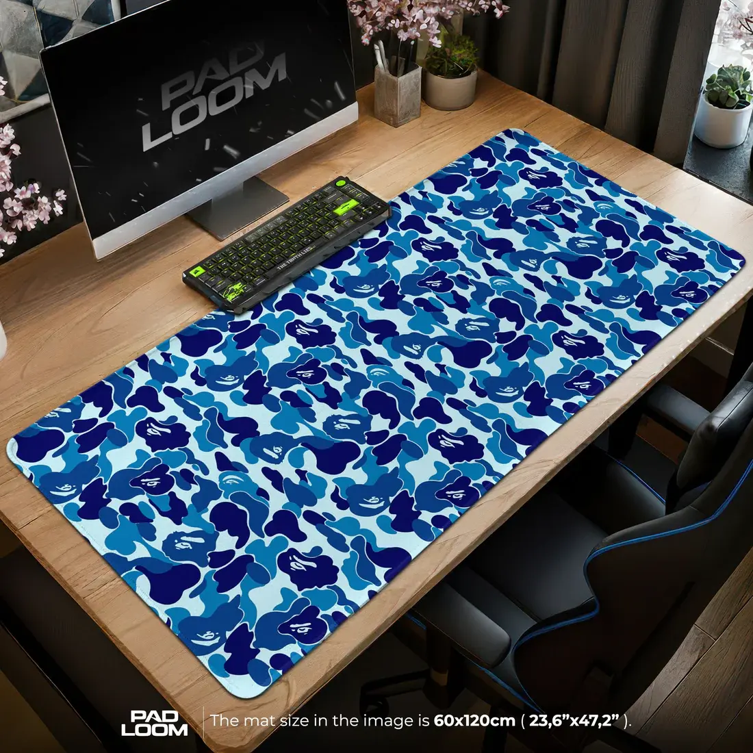 Blue Camo Hypebeast Gaming Desk Mat, Game Desk Mat, Large Gaming MousePad Desk Mat [FASTSHIPPING]