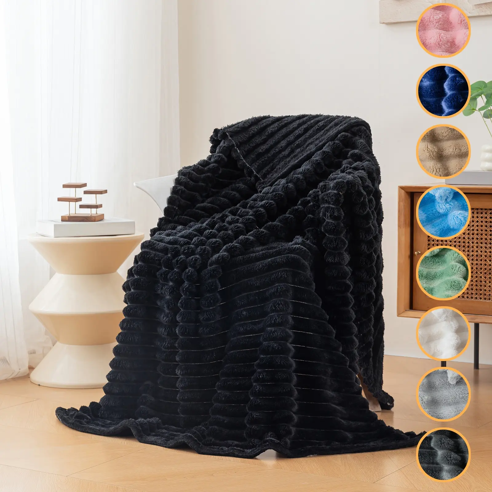 1pc Solid color simple flannel throw blanket, soft and skin friendly warm fluffy blanket, suitable for beds, sofas, air-conditioned rooms, offices, nap covers, camping, car travel, Christmas, Thanksgiving, birthday perfect gifts, Soft Cozy Blanket