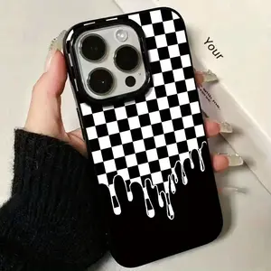 Trendy and Plaid Phone Case with Tassels, Shockproof Tpu Soft Shell for iPhone 11/12/13/14/15/16 Plus Models, Unique Gift Idea