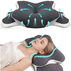 Double Sided Ergonomic Neck Pillow, cooling skin-friendly cover and odor-free memory foam. Zoned support with widened armrest, soft comfy, fits all sleeping positions for home use