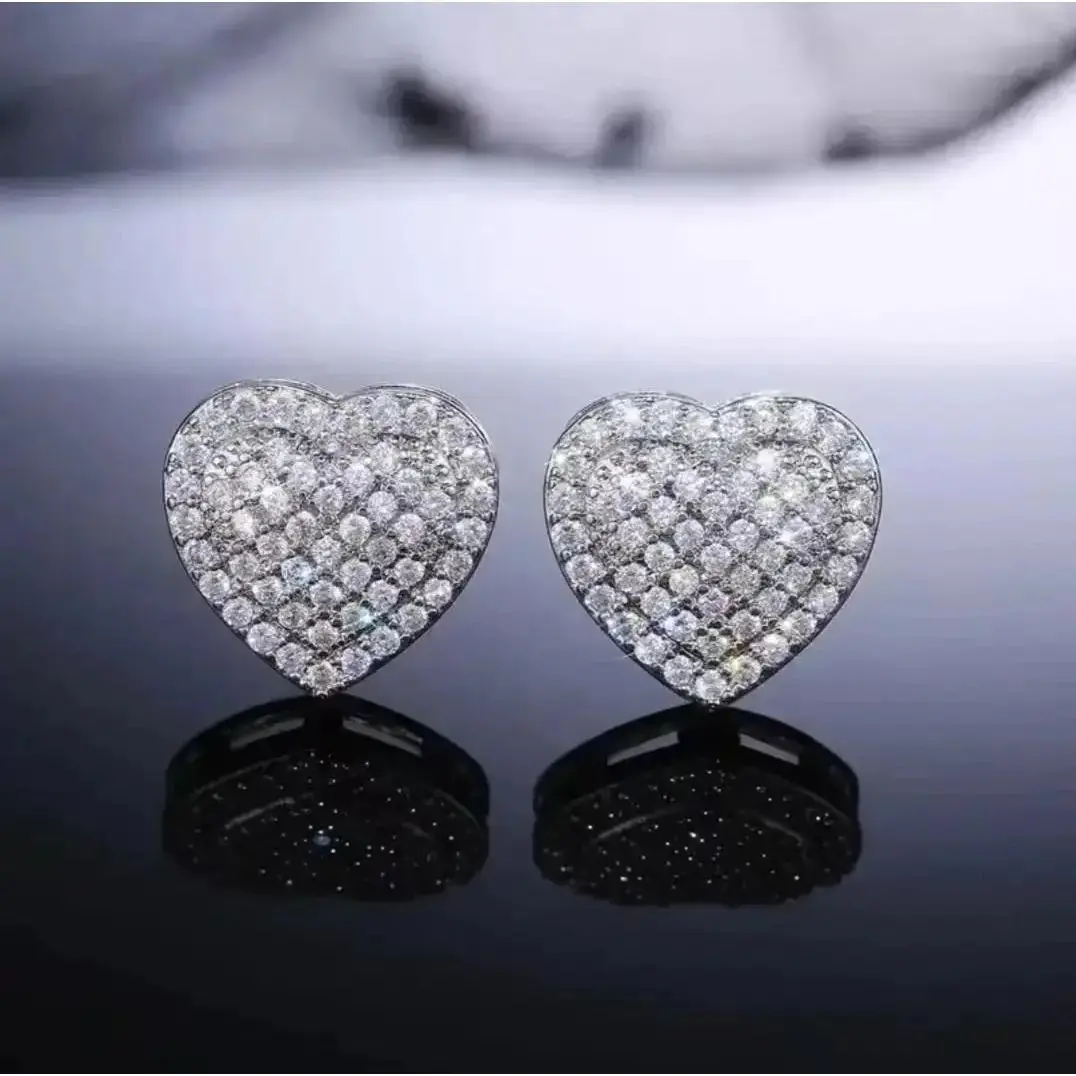 Women's Heart-Shaped Diamond Earrings - Exquisite Sparkling Costume Jewelry Accessories, Ideal for Birthday and Anniversary Gifts, Earrings for Women