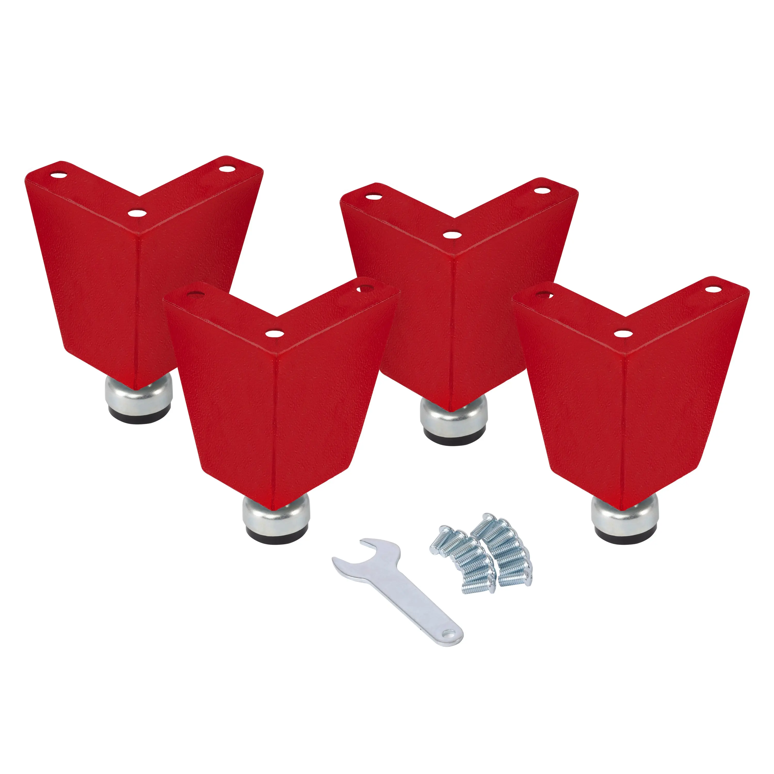 Heavy Duty UltraHD® 6" H Steel Furniture Leveling Feet, Hardware with Rubber Base, Red