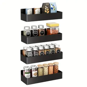 Magnetic Spice Rack Set, Floating Shelf, Large Capacity Space-Saving Design, No Drilling Required, Durable Kitchen Storage Solution