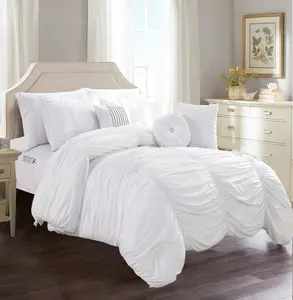 Mocassi 10-Piece Pleated Comforter Bed-in-a-Bag Includes Bed Sheet Set with Double Sided Storage Pockets and Decorative Pillows