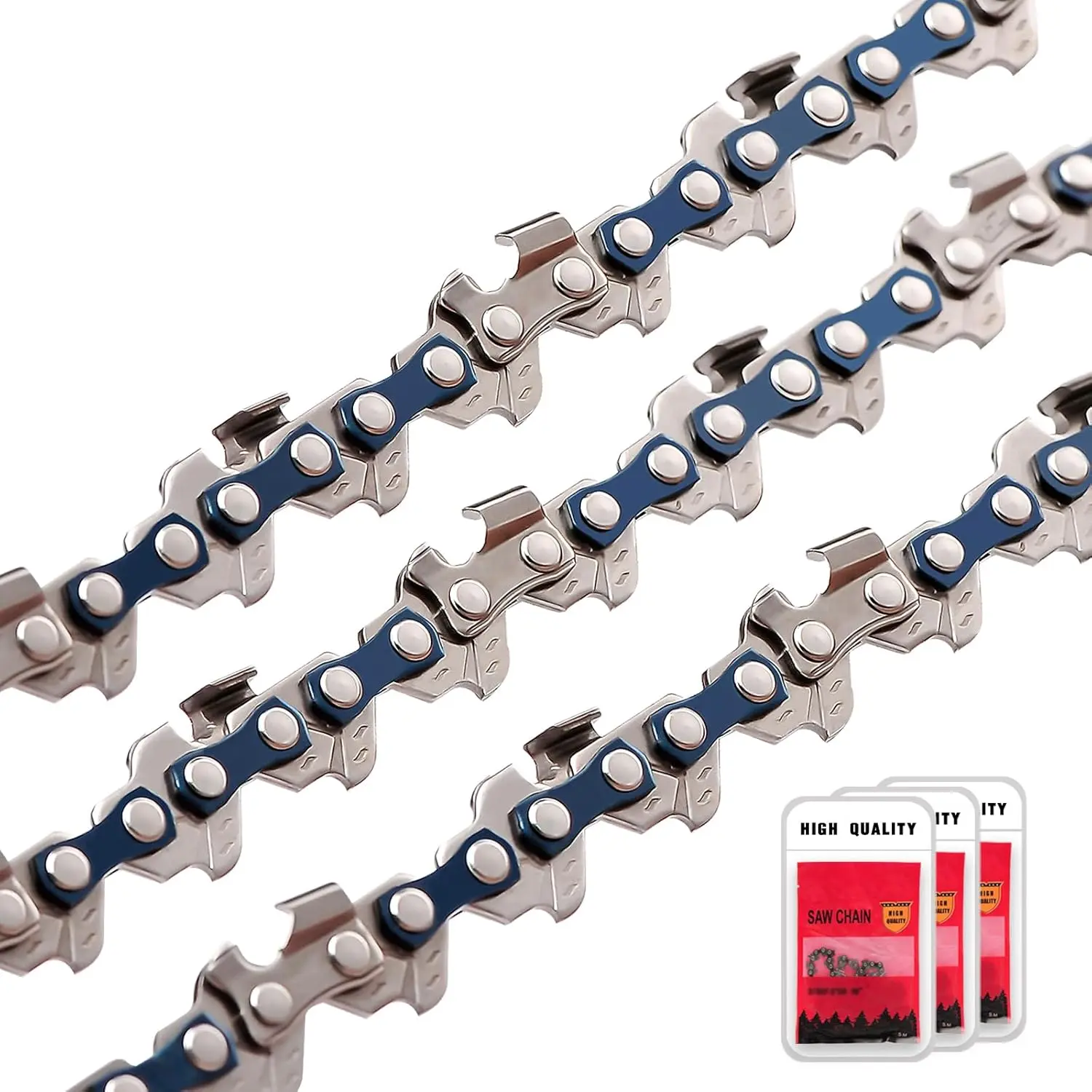 12 inch Chainsaw Chain 64DL Drive Link, 1/4 LP Pitch, 0.043" Gauge, Fit for Craftsman, Echo, Poulan, Ryobi, Worx 12 inch Chainsaw Chains, 3 count
