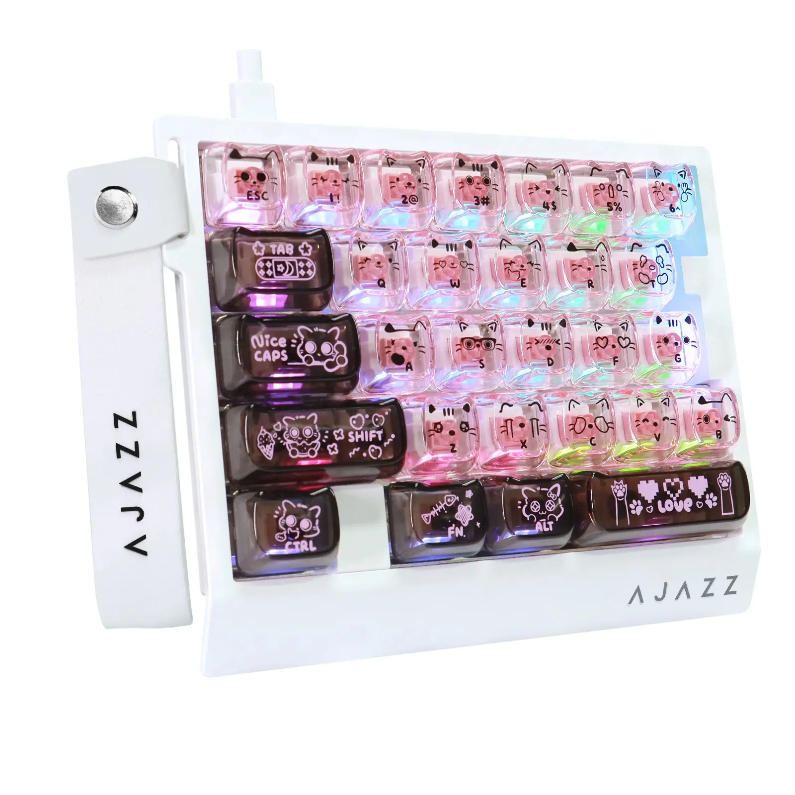 A.JAZZ AK029 Wired 29 Keys One-Handed RGB Gaming Keyboard with 8000HZ,0.01mm RT Magnetic Switches Adjustable Actuation,Hotswappable Mechanical Keyboard,Aluminum Plate,Web Driver for Gamers, PC Gaming Keyboard, Light Up Keyboard