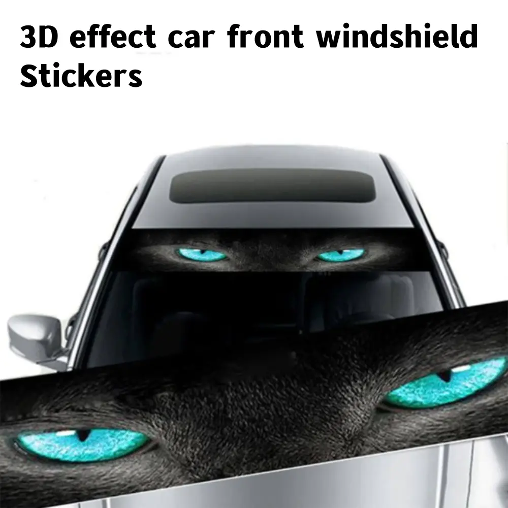 2026 New 3D Effect Car Front Windshield Stickers Personalized Stickers Interesting Stickers Ghost Pattern Wolf Eyes Pattern For Car Décor