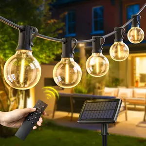 Quntis 56FT/106FT Solar Powered Outdoor String Lights, Waterproof & Shatterproof LED Bulbs for Garden, Home & Backyard Balcony Bistro Decorative Lighting Modes Lighting Options decor