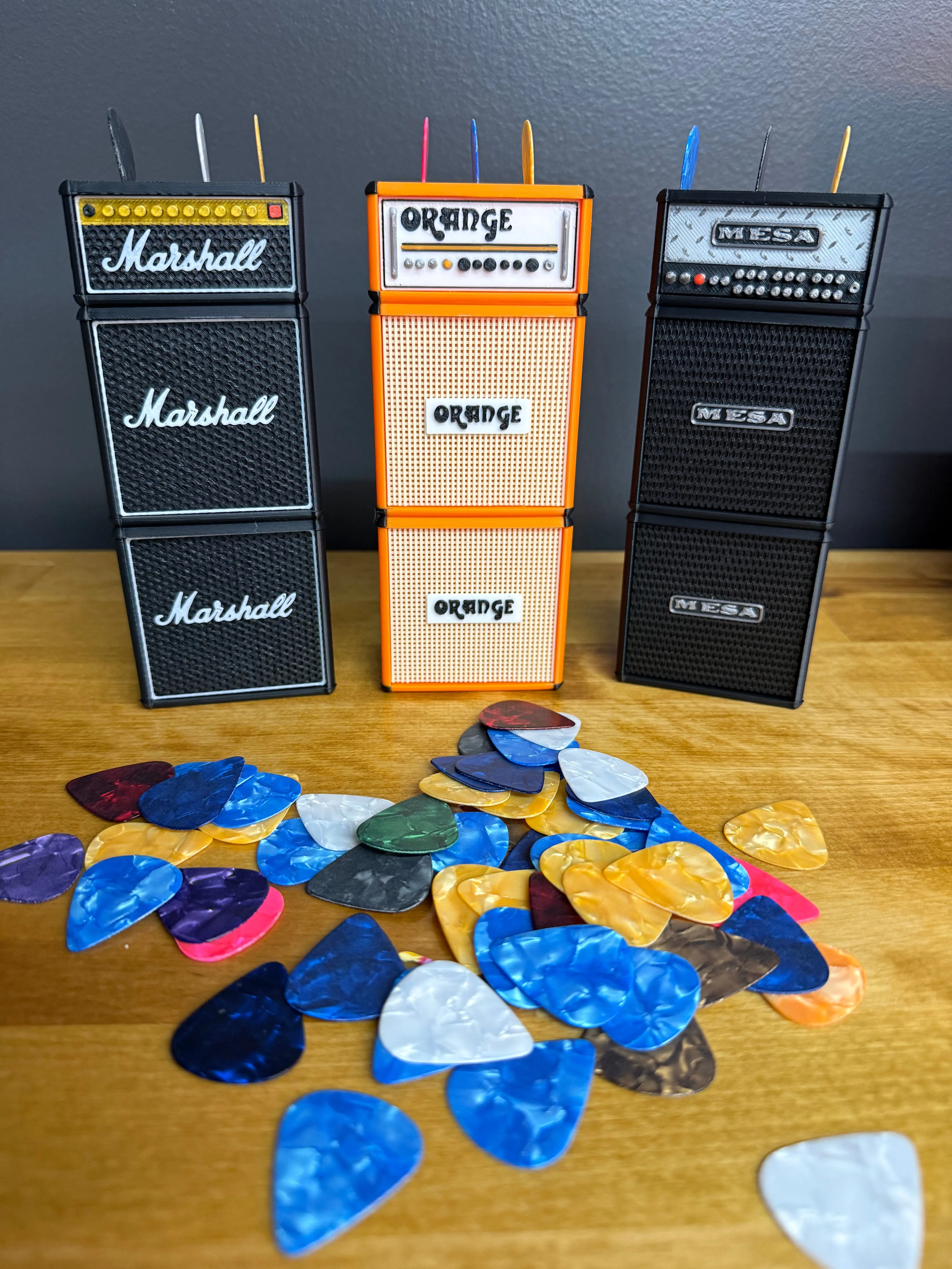 Mini Full Stack Amp Guitar Holder - Holds 11 Picks With Additional Storage