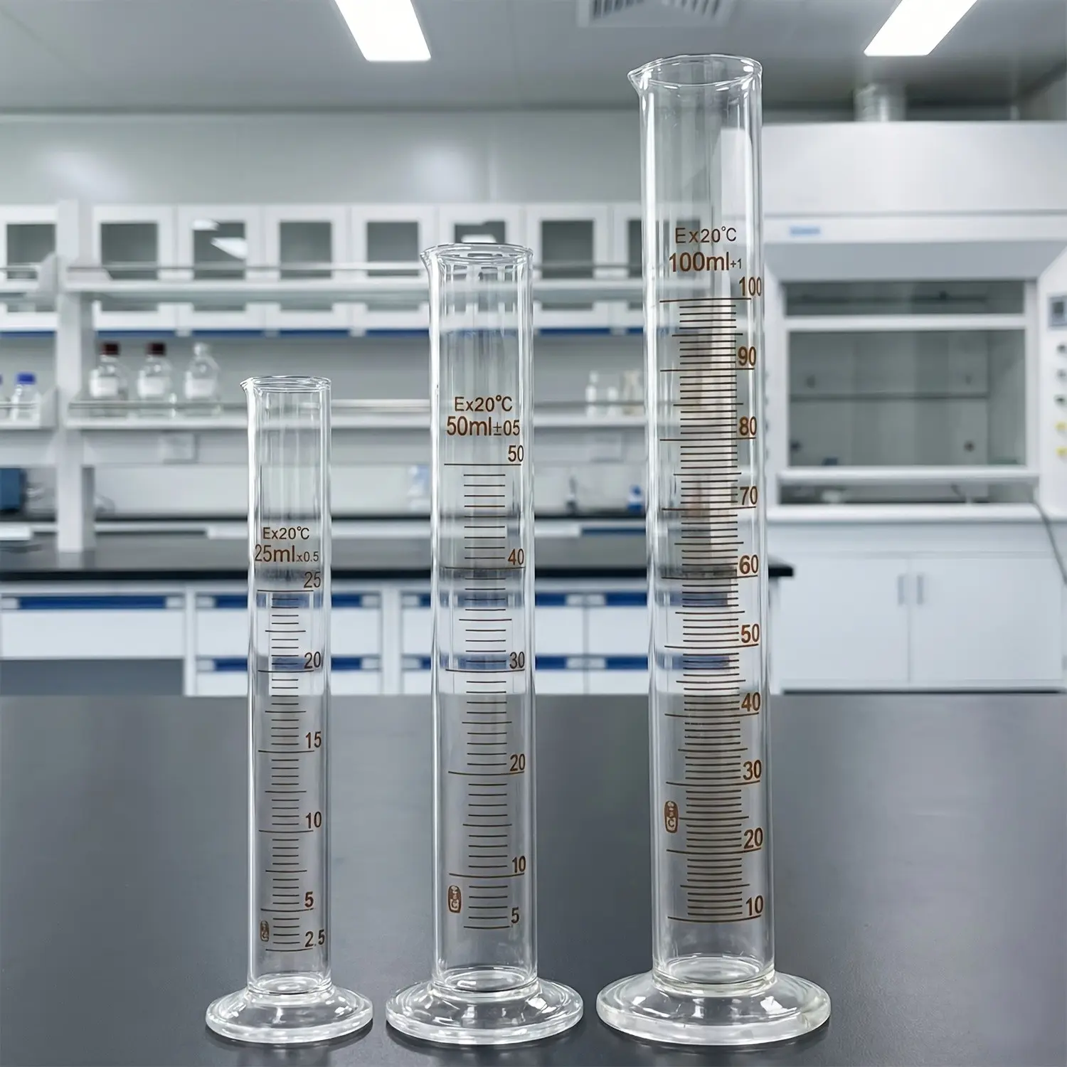 Glass Graduated Cylinder 25ML, 50ML, 100ML, Clear Scale, Ideal for Laboratory Teaching Measurement, Scientific Education, Precise Volume Measurement