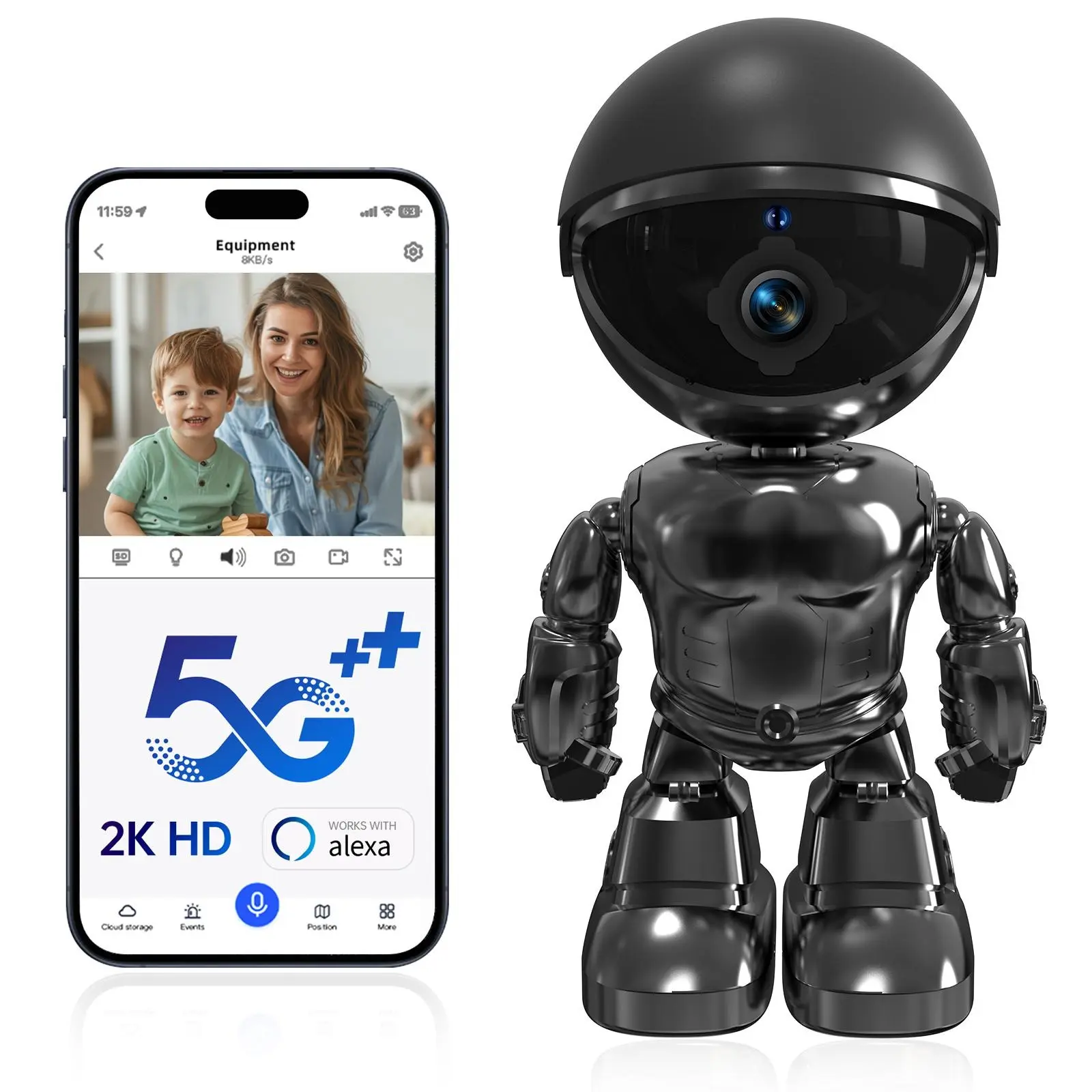 3MP Home Security Indoor Camera with Motion Detection and AI Human Detection Cable 3MP Home Security Indoor Camera with Motion Detection and AI Human Detection Cable