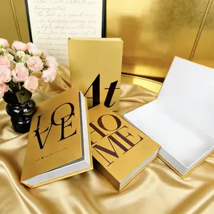 Magnetic Decorative Storage Box, Gold Foil Paper Texture Book, Deluxe Book Box, Stackable Christmas Holiday Decoration, Stores Remotes Keys Jewelry