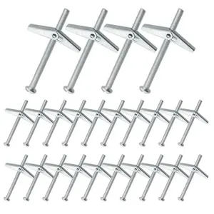 28 PCS Heavy Duty Steel Toggle Bolt Anchor Assortment Kit - M4, M5, M6 Metric Spring Toggle Screws for Drywall, Hollow Block, and Plaster Walls (Butterfly Orchid Clip)