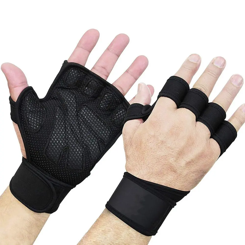 Non-slip Breathable Sports Gloves with Built-in Wrist Strap, 1 Pair Gym Workout Gloves, Fitness Exercise Accessories, Fitness Accessories, Cross-training, Hand Support and Weigh Lifting Gloves