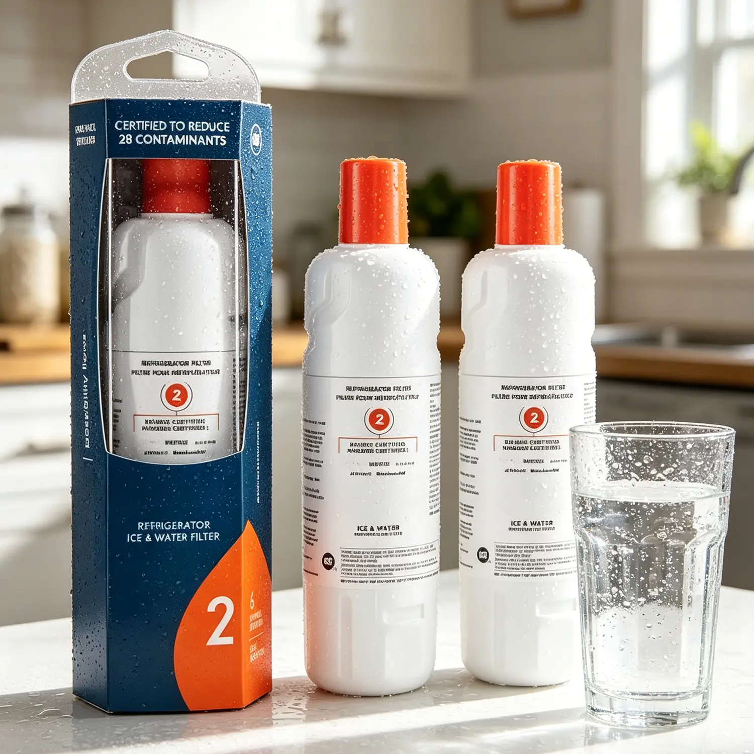 EDR2RXD1 Water Filter 2 Replacement, Compatible with Whirlpool W10413645A, Everydrop Filter 2, P9KB2L, P9RFKB2L, Whirlpool WRX986SIHV, WRX986SIHZ, WRF757SDHZ, 2 Pack