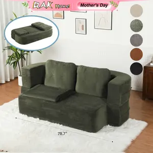 QAK 78.7" Flip-Flop Sofa Bed Converts Between Sofa and Bed Includes Plush Underblanket and Two Soft Large Pillows Ideal for Compact Living Spaces