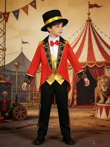 Vintage Circus Director Costume Set, Block, Gold Embroidery, Perfect for Halloween Parties, Theme Shows, Role Play