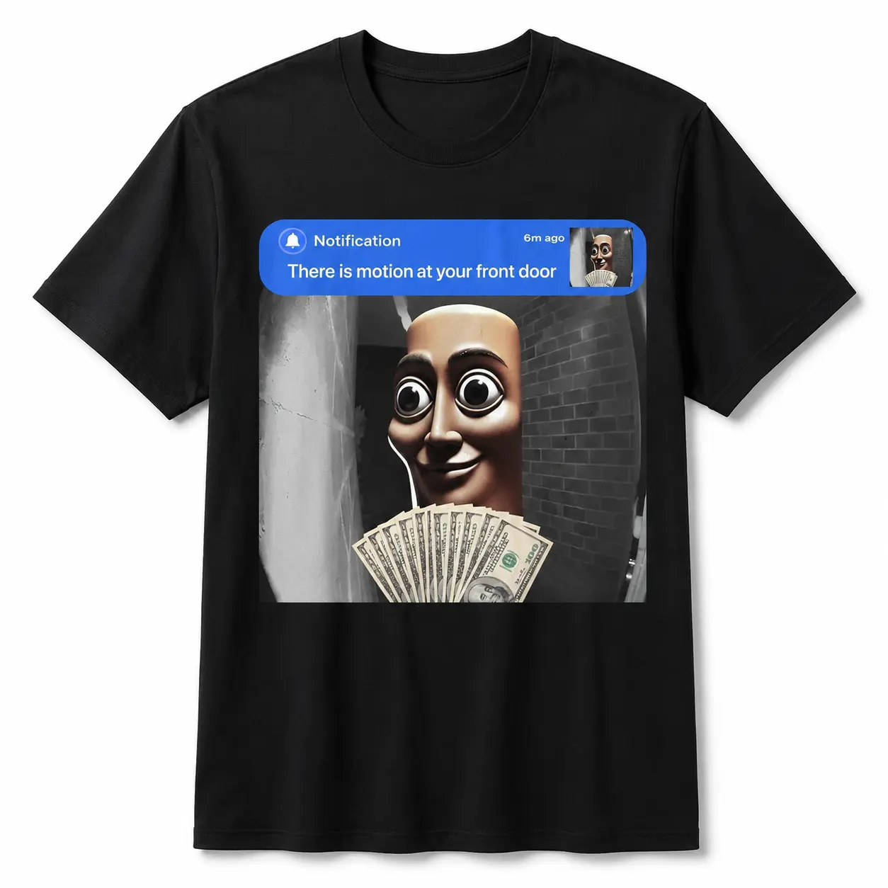 Men's Short-Sleeve Round-Neck Viral Meme Graphic Tee - Funny Motion Detected Internet Humor Tops, Casual Streetwear Menswear Clothes (Black)