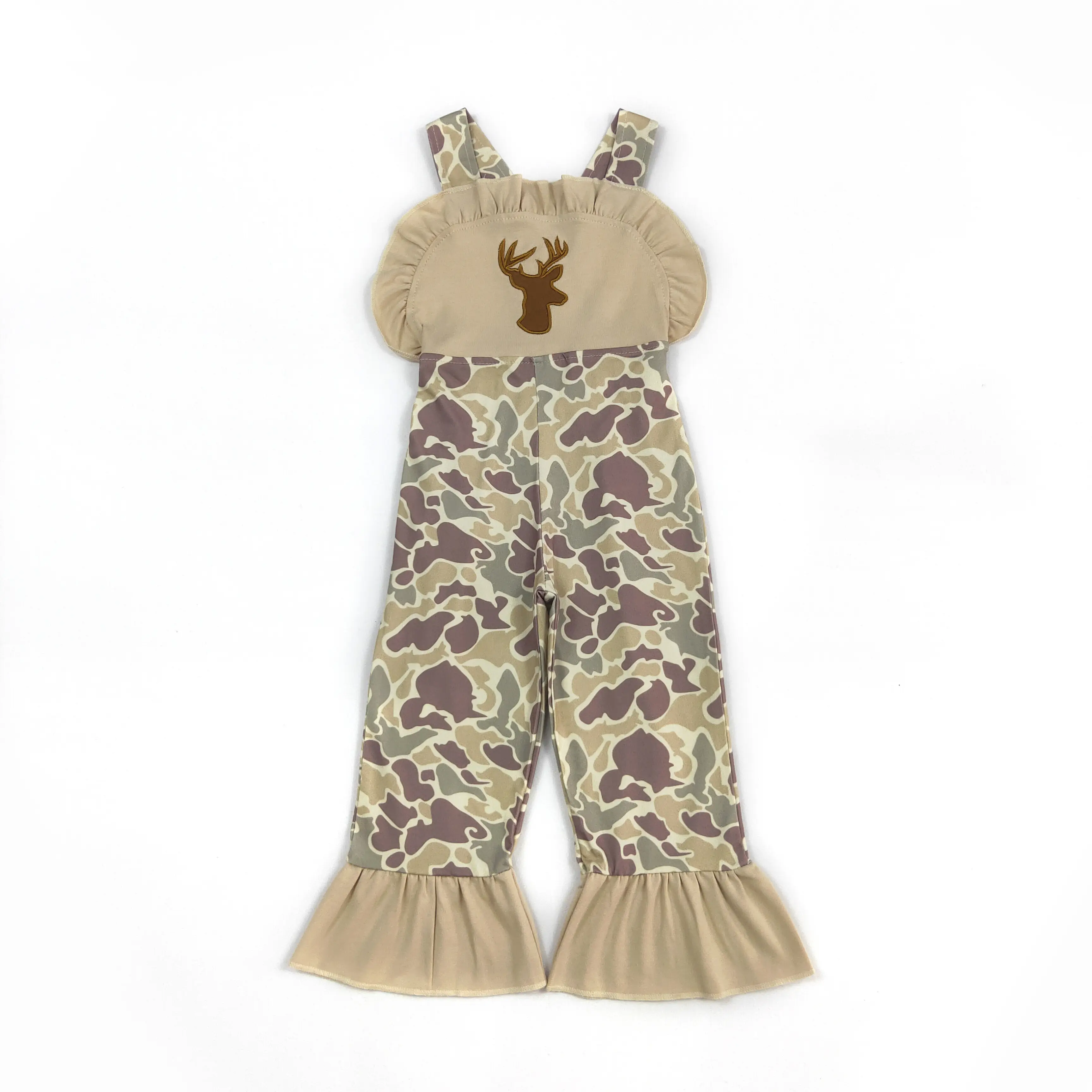 Camo Deer Printed Girls Overall Pants