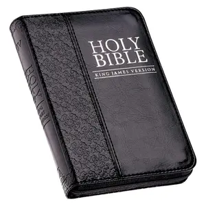 KJV Holy Bible, Mini Pocket Bible – Zippered Black Faux Leather Bible w/Ribbon Marker, King James Version (KJV Pocket Editions)