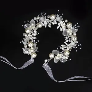 Flower Girl Headpiece for First Communion Headpiece Princess Tiara Crown with Rhinestone and  Headband Floral Wedding Prom for Girls and Women