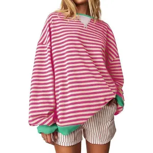 Oversized Sweatshirt Color Block Crew Neck Long Sleeve Shirt Casual Loose Pullover Top Y2K Clothes back to school Womenswear Hoodie