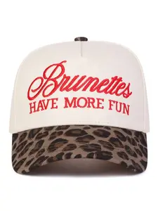 1 pc Men's "BRUNETTES HAVE MORE FUN" Baseball Cap, Funny Quote Snapback, Fashion 5-Panel Hat, Outdoor Adjustable Casual Cap, Suitable for Spring and Autumn Outings, Travel, Beach Parties
