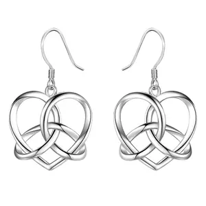 Celtic Knot Earrings Heart Love Triquetra Trinity Knot Earrings Irish Silver Jewelry Gifts for Women Men Him Her Anniversary Birthday Christmas Valentine's Day Mother's Day Graduation Daily Wedding Engagement Faith Believer