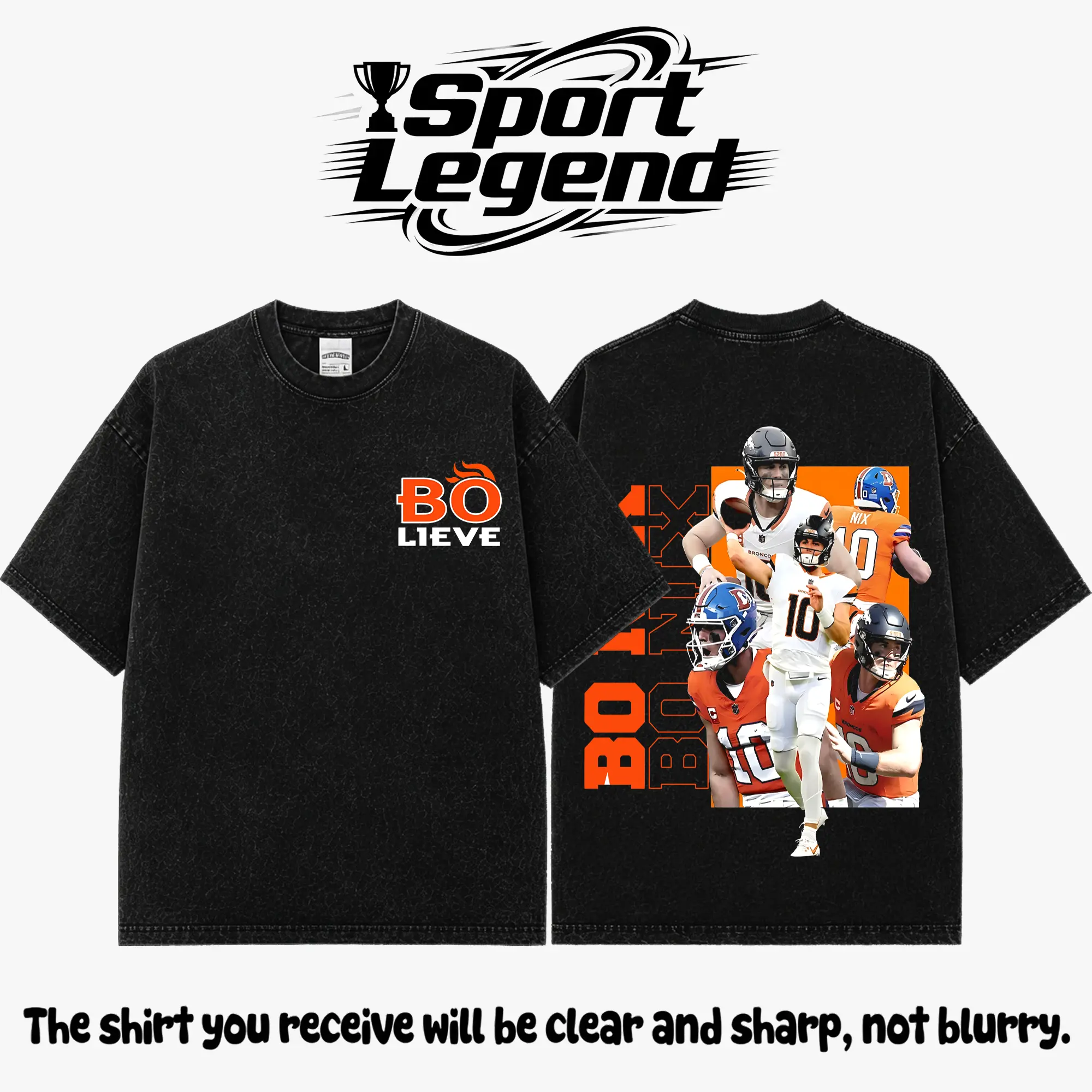 Bo Nix "Bolive" Premium Acid Washed Cotton T-Shirt (Made in USA), Heavyweight Vintage Graphic Tee, Oversized Washed Football Shirt, Broncos Country Fan Apparel, Distressed Streetwear, Game Day Outfit, Unisex Football Graphic Tee, Gift for Football Fans