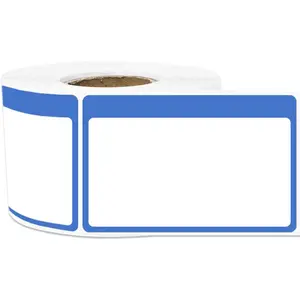 300 Name Tag Stickers, 2.25 x 3.5 Inch Plain Stickers Blank to Write on Name Tags for Classroom Office Kindergarten, Fabric Safe Adhesive Blue - 1 Roll of 300