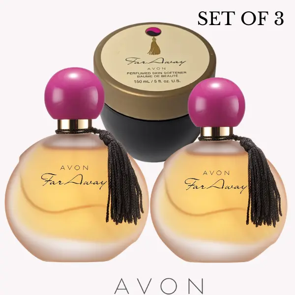 AVON Far Away Eau de Parfum 1.7 fl oz (2 units) & Skin Softener 5 oz Set of 3. Floral Oriental Fragrance for Daily Use
