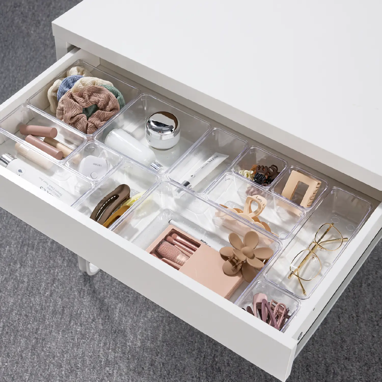 Trending Now 16-Piece Drawer Organizer Set - Clear Stackable Storage Bins for Kitchen, Office, Bathroom & Vanity