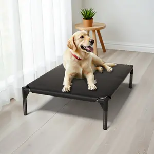 Elevated Dog Bed, XL Raised Pet Cot with Sturdy Metal Frame, Breathable Cooling Mesh Bed for Large Dogs, Indoor & Outdoor Use, Black