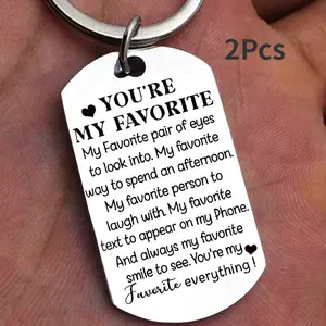 2pcs Forever My Heart Engraved Keychain - Romantic Couples Gift, Personalized Message from Husband to Wife, Perfect Valentines Day Present for Girlfriends, Boyfriends, and Spouses