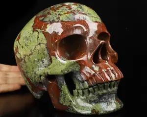 Lifesized 6.9" Dragon Blood Jasper Carved Crystal skull,Super Realistic, Crystal Healing