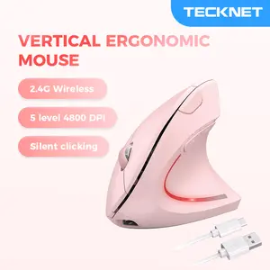 TECKNET Ergonomic Mouse Wireless, Rechargeable Mouse Silent for Carpal Tunnel Right Hand, Bluetooth,2.4GHz USB Vertical Mouse Wireless for Laptop, 6 Adjustable 4800 DPI,6 Buttons, Computer, MacBook, Desktop  (No Batteries Needed)
