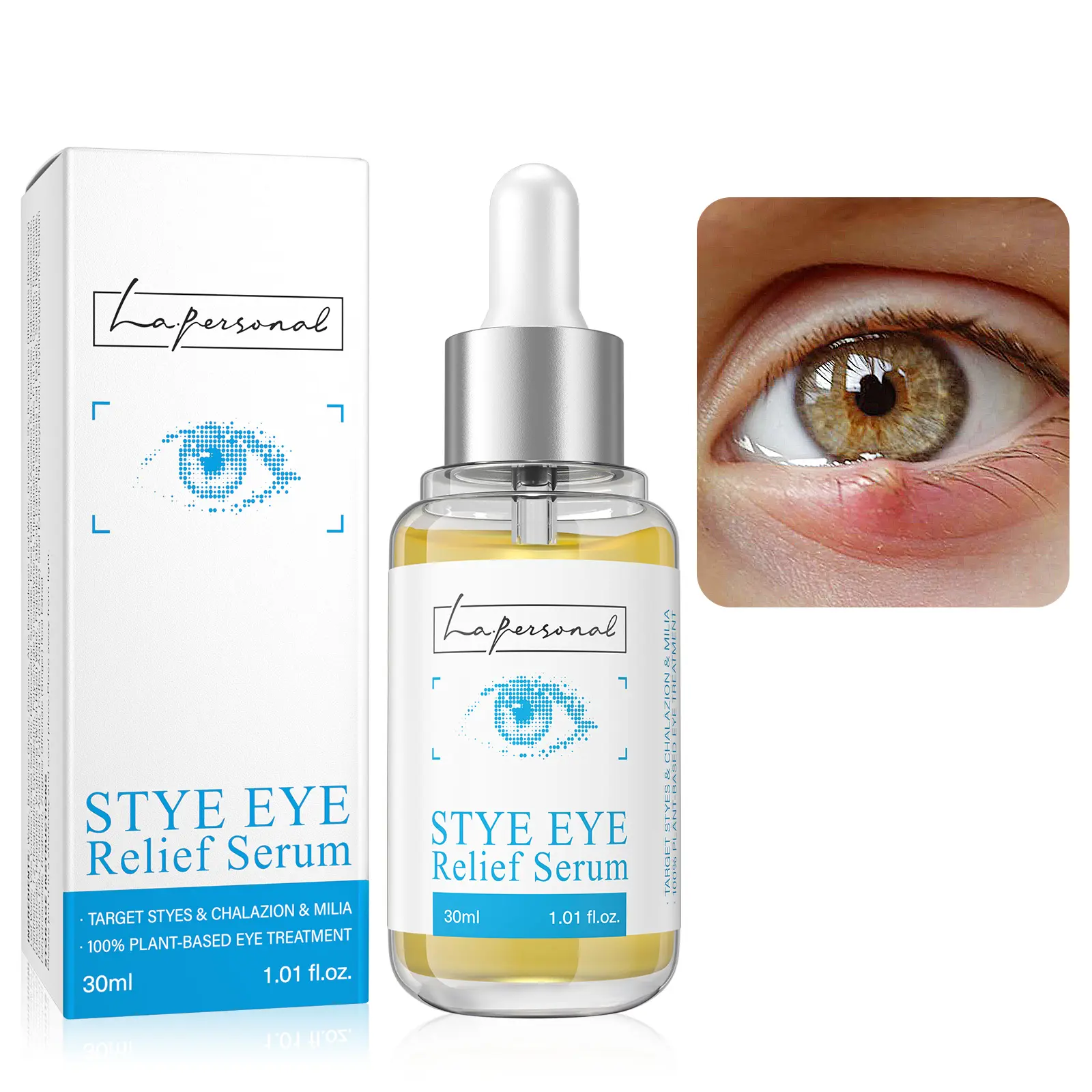 Stye Eye Relief Serum for Eyelid Bumps, with Avocado Oil, Sea Buckthorn Oil & Caffeine, Gentle Formula 1.01 Fl Oz / 30 Ml