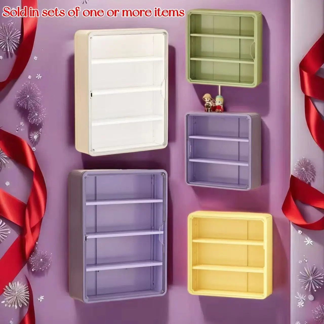 Large Wall-Mounted Display Rack, Cosmetic Display Stand, 4-Layer Acrylic Storage Box, Space-Saving Doll Shelf, Transparent Compartments, Multifunctional Storage Shelf, Display Container, Clear Storage Rack, Ideal for Holidays